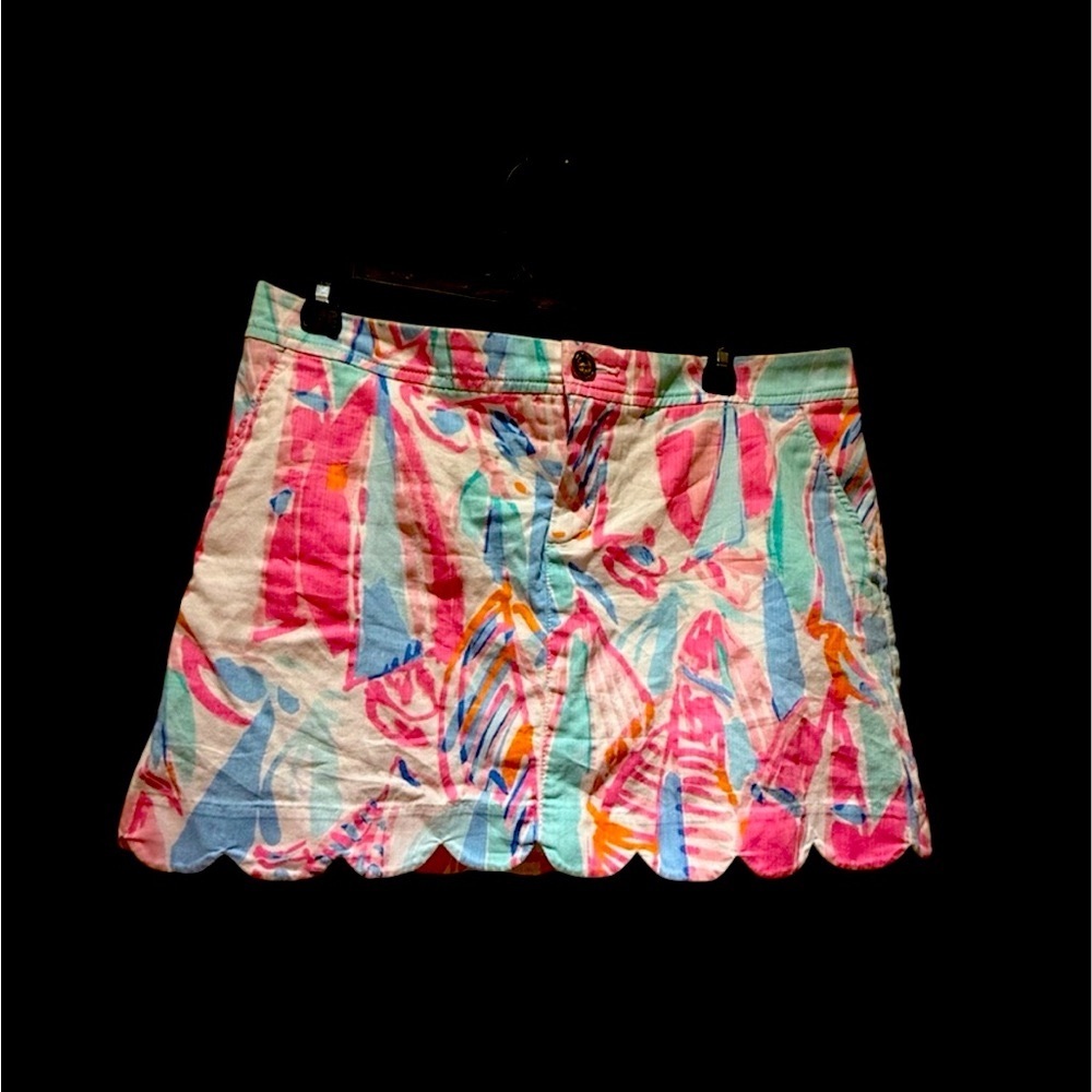 Lilly Pulitzer Size 10 Sailboat Print Skirt with Scalloped Hem